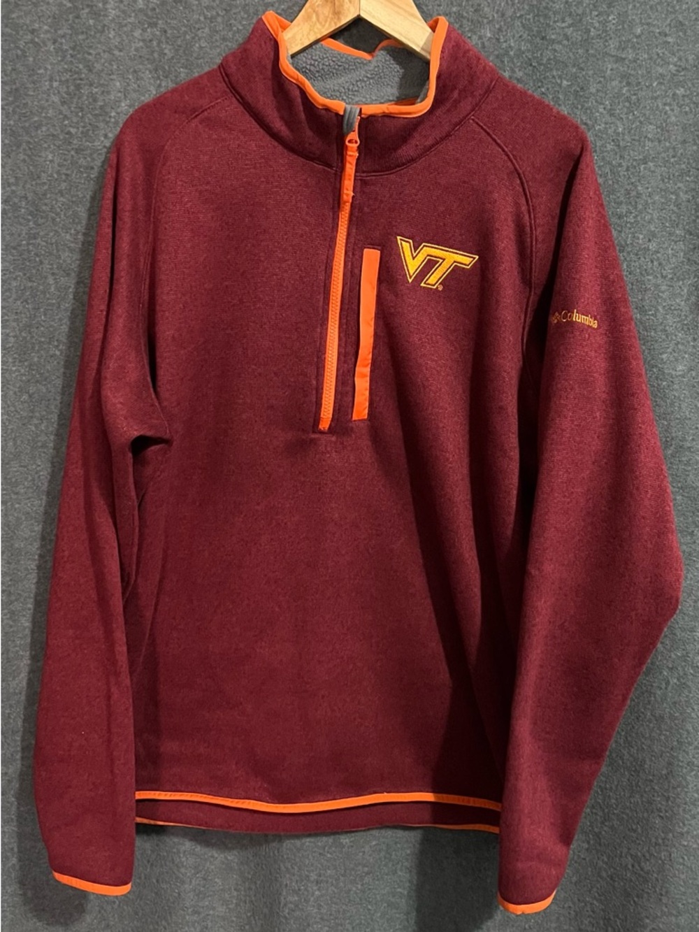 Columbia Virginia Tech Maroon & Orange 1/4 Zip Fleece Pullover